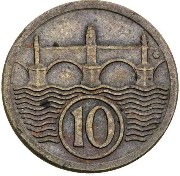 10 Haléřů – Zkušební ražba (Bronz) – rub