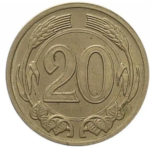20 Haléřů – Zkušební ražba – rub